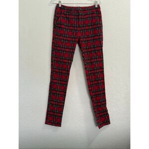 Urban Outfitters Red Plaid Pants punk tartan size S stretch Grunge Punk